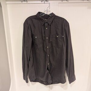 Men's Timberland Long Sleeve Button Down Casual Shirt, Dark Grey, L